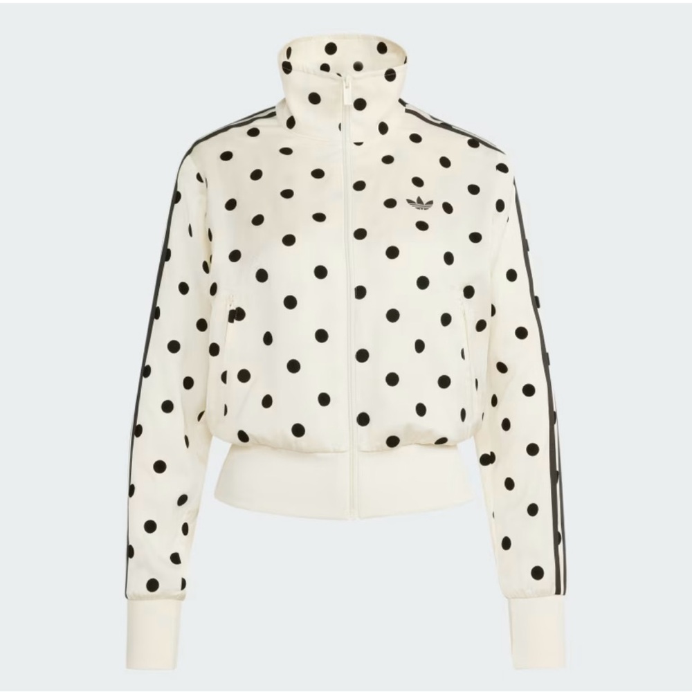 NWT Adidas Cream and Black Polka Dot Bomber Track Jacket